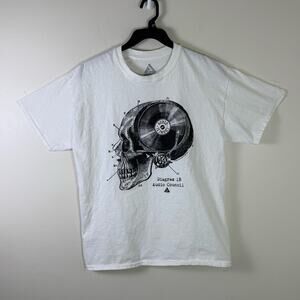 Audio Council skull record player Y2K streetwear graphic tshirt mens Large